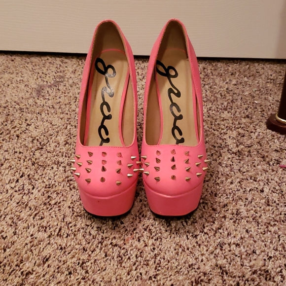Hot Pink Barbiecore Spike Platform Heels - Picture 4 of 7